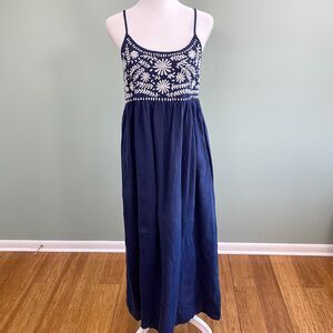 madison mathews embroidered dress Madison Mathews Size 14 Blue & Red Cotton Big Girls Dress Casual – 2ndchild main image 0